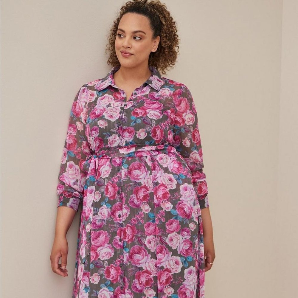 Torrid Maxi Woven Shirt Dress sz 1
